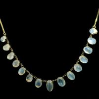 Exquisite Vintage Mondstein Halskette aus 750er Gelbgold