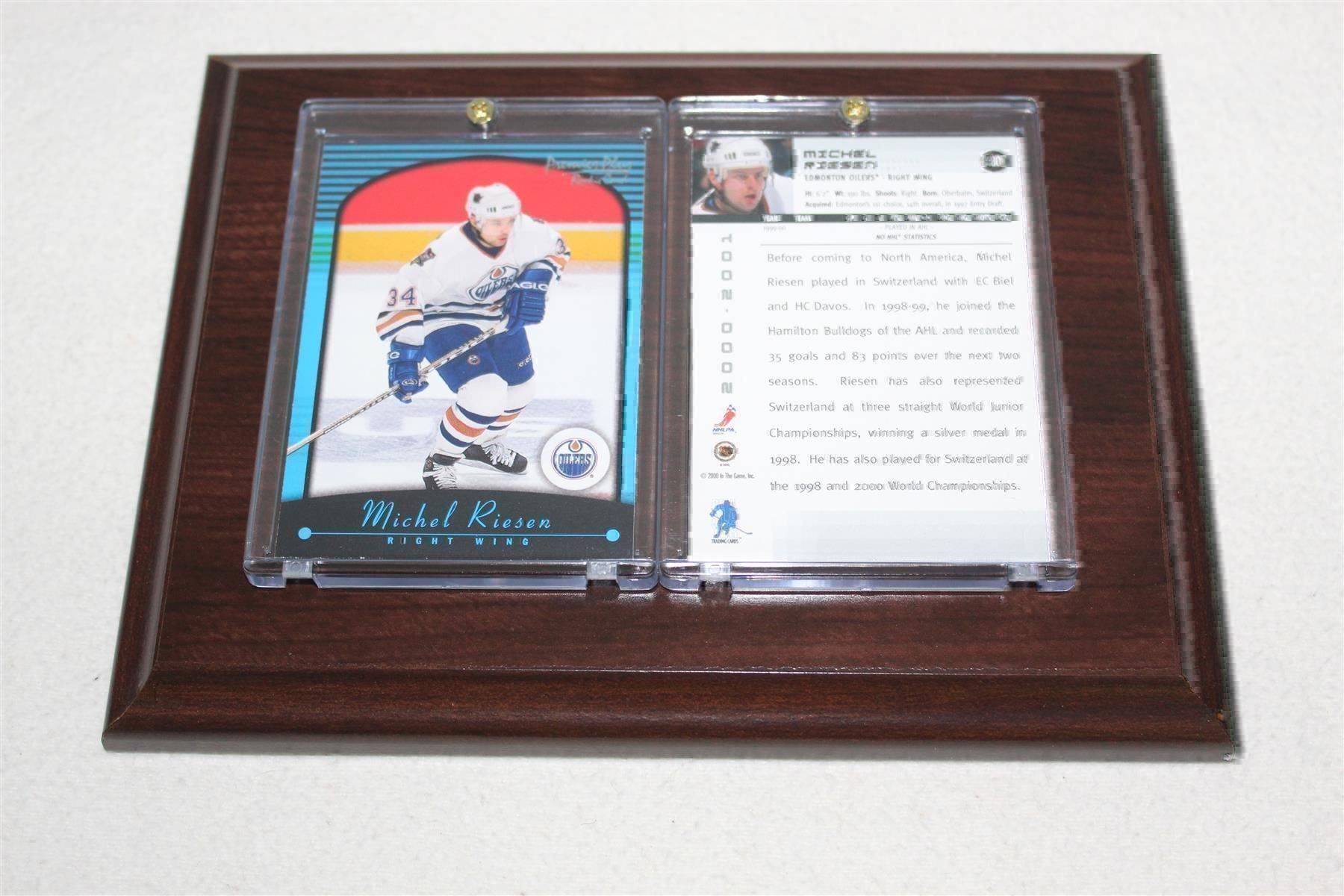 NHL Carte collezionabili: NHL Michel Riesen Edmonton Oilers Plakette – Nuovo e nell'imballaggio originale da Reinach BL venduto da RetroGamesSportsMore
