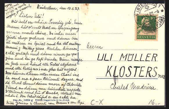 Cartoline postali: AK Winterthur, Graben, 1927 – Usato da Berlin venduto da bartko-reher 1