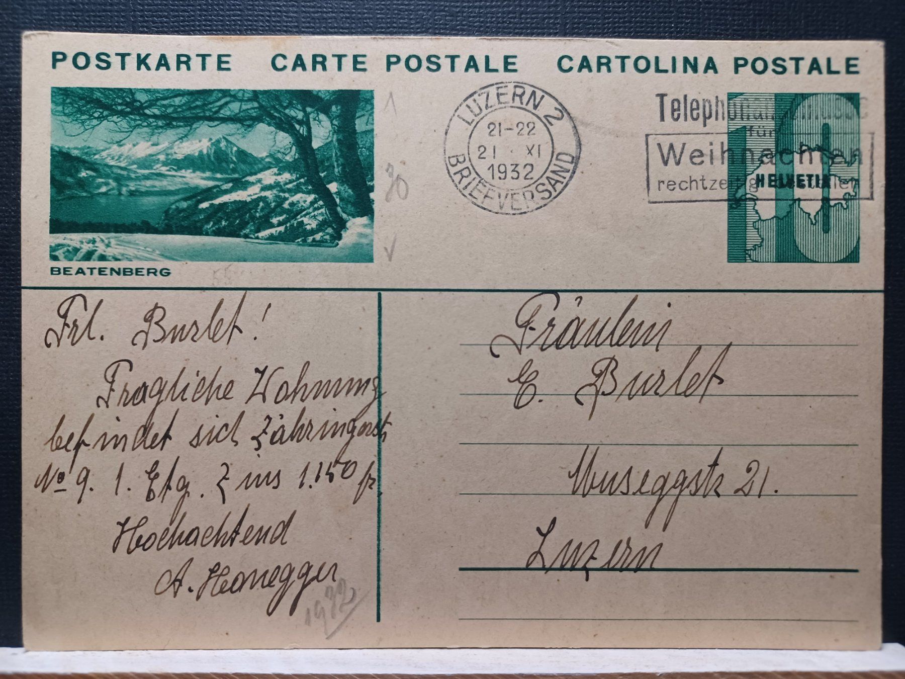 Tutti i francobolli: Bildpostkarte Beatenberg, gelaufen 1932 – Usato da Aarau Rohr venduto da mgvw