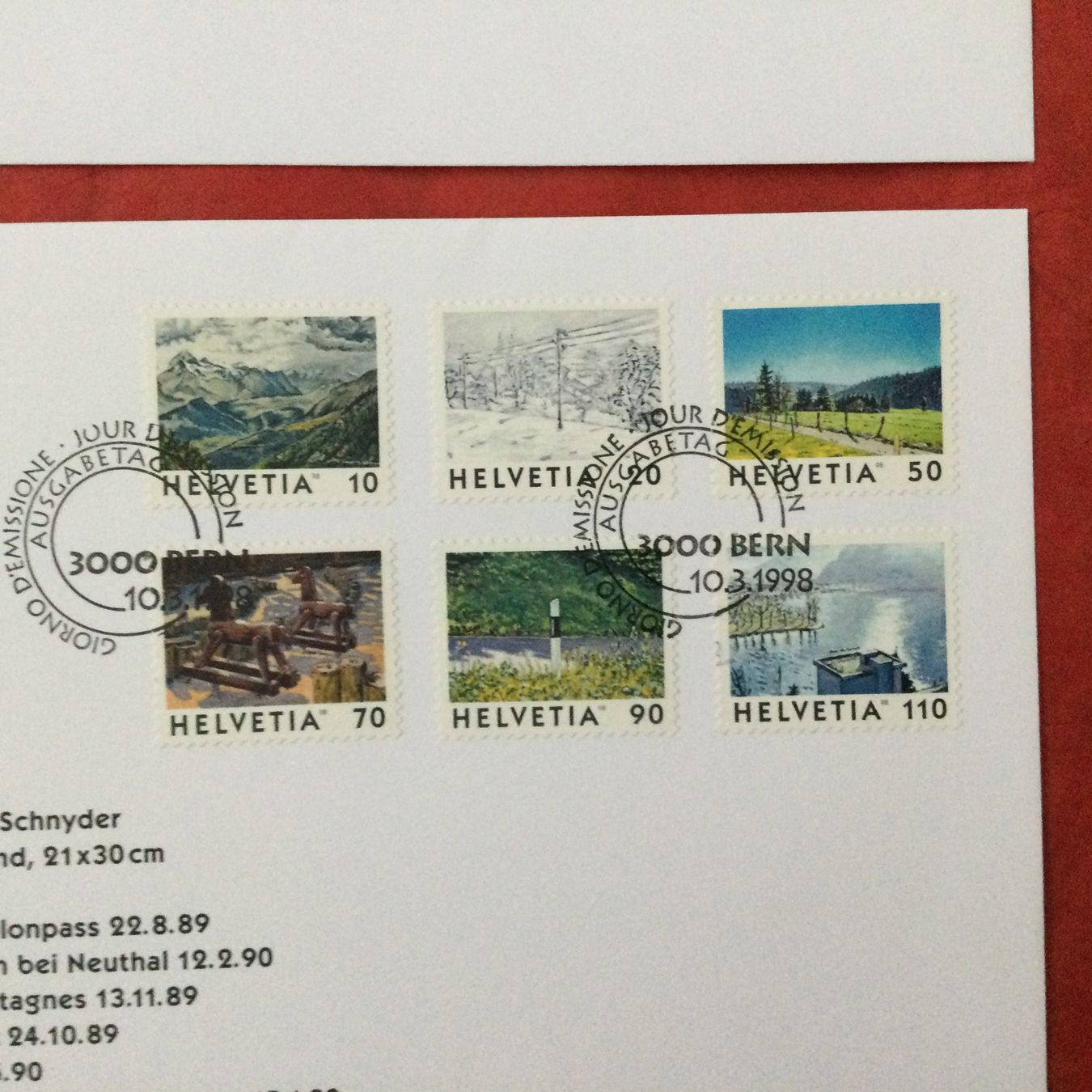 Tutti i francobolli: FDC 1998 Bilder der Schweiz Nr 943 951 – Usato da S. Pietro venduto da bro_jjl9 2