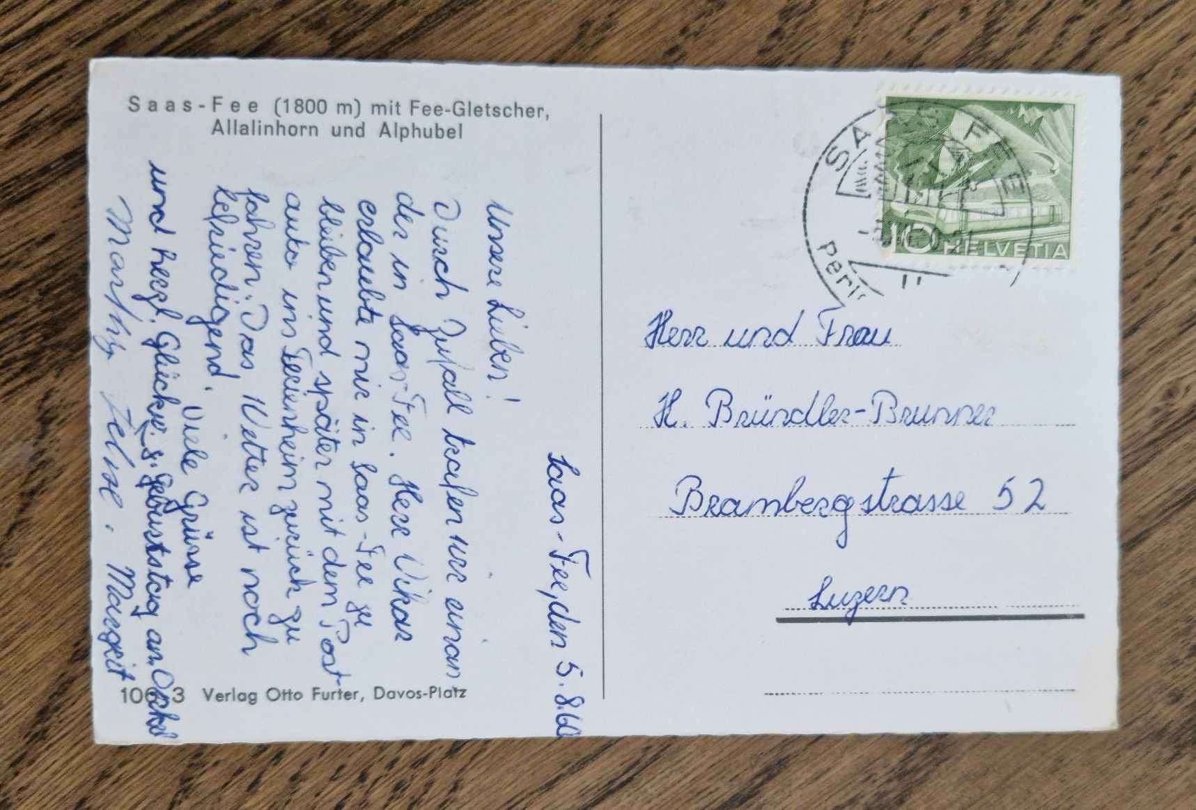 Cartoline postali: Saas Fee 1960 – Usato da Ebikon venduto da Donar50 1