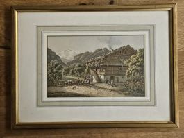 Lithografie Lory fils – Bauernhaus bei Unterseen