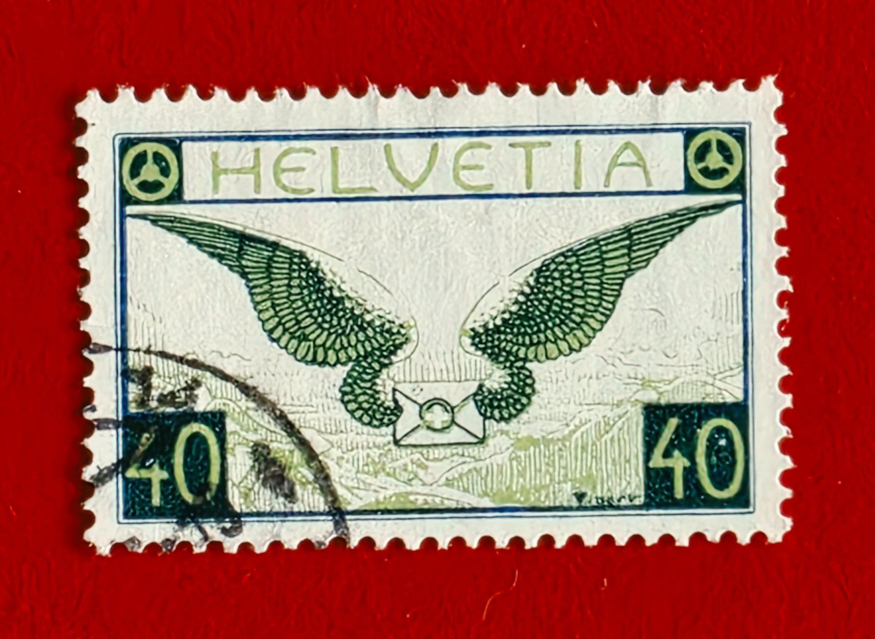 Tutti i francobolli: FLUGPOST 15Z FLUGPOSTBRIEF GERIFFELT 1933 ECKSTEMPEL – Usato da Düdingen venduto da Quartierstrasse