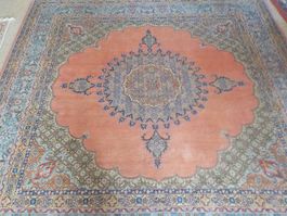 Vintage Oushak Teppich, Roter Türkischer Anat. Wollt.(1)