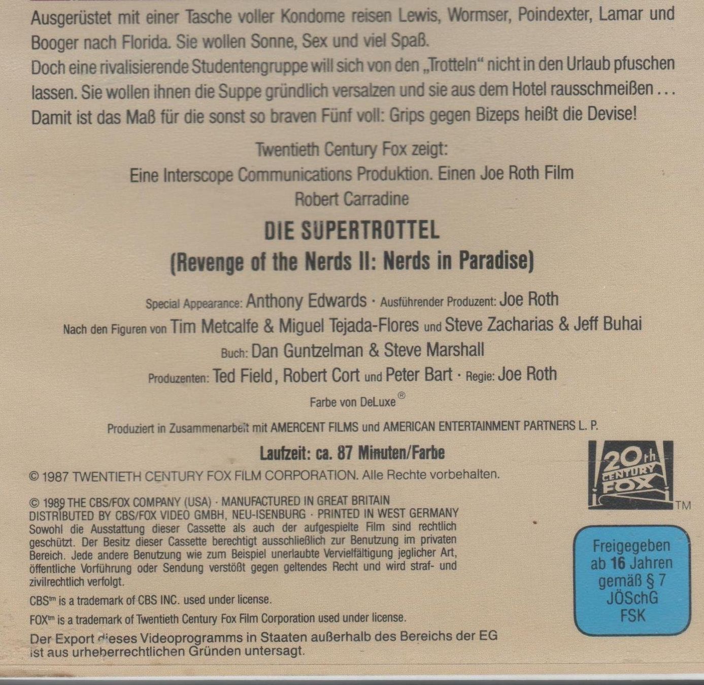 Tutti i VHS: Die Supertrottel (USA 1987) CBS FOX VHS 1514 – Usato da Remetschwil venduto da Hofiii 2