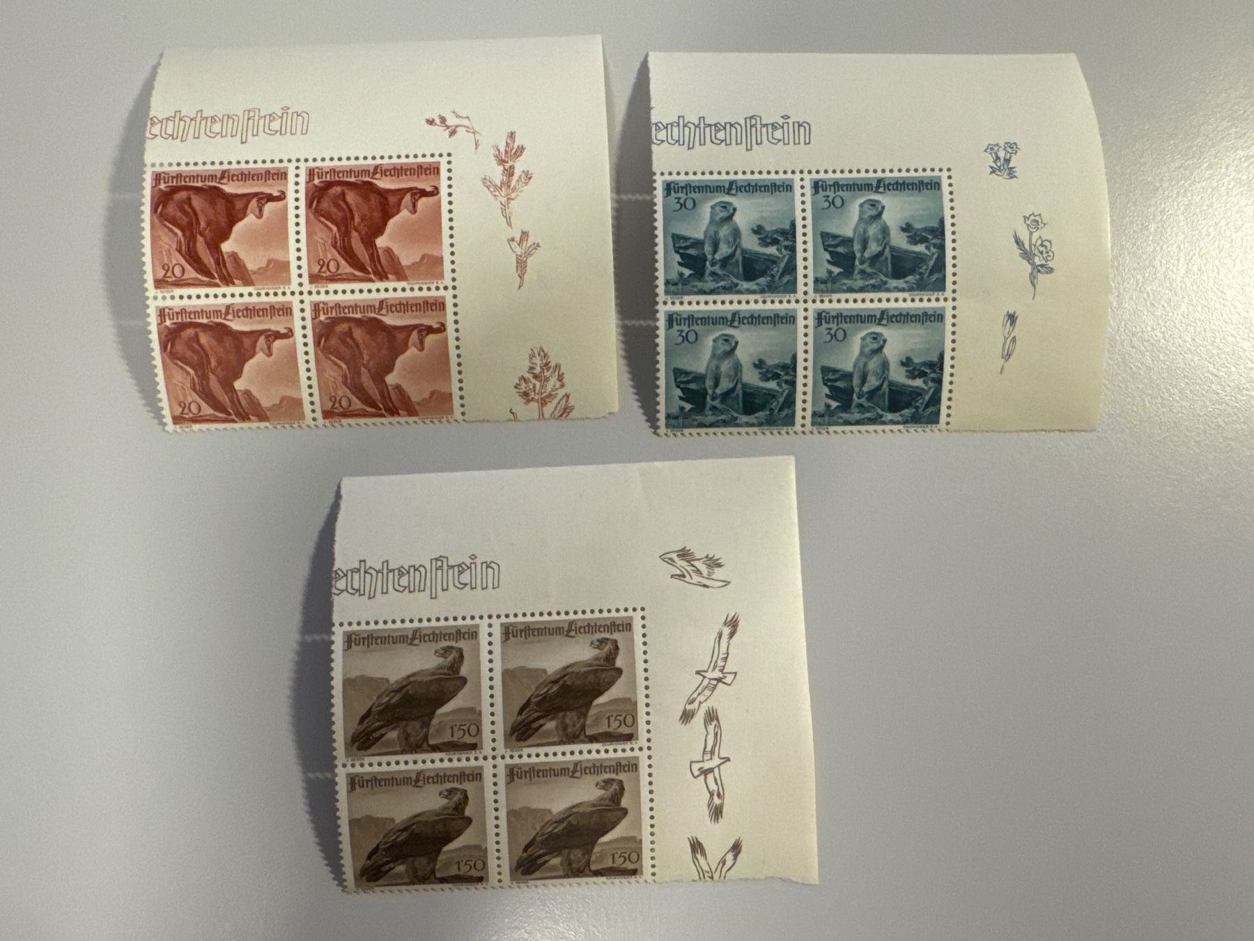 Tutti i francobolli: 1947, Jagdserie II, FL213-FL215, postfrisch – Usato da Küssnacht am Rigi venduto da SUOMIMASTER