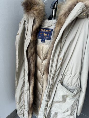 Woolrich Arctic Parka mit Pelzkragen, Beige, Gr. M
