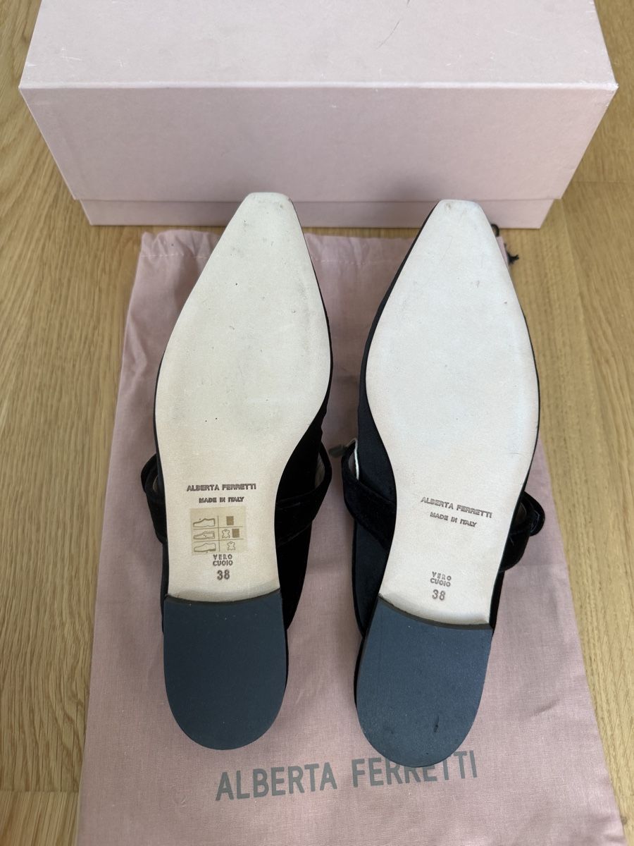 Damenschuhe: Alberta Ferretti Samt Mules Schwarz Gr. 38 Neuwertig – Neu und originalverpackt aus Zürich von vintagewiedikon 3
