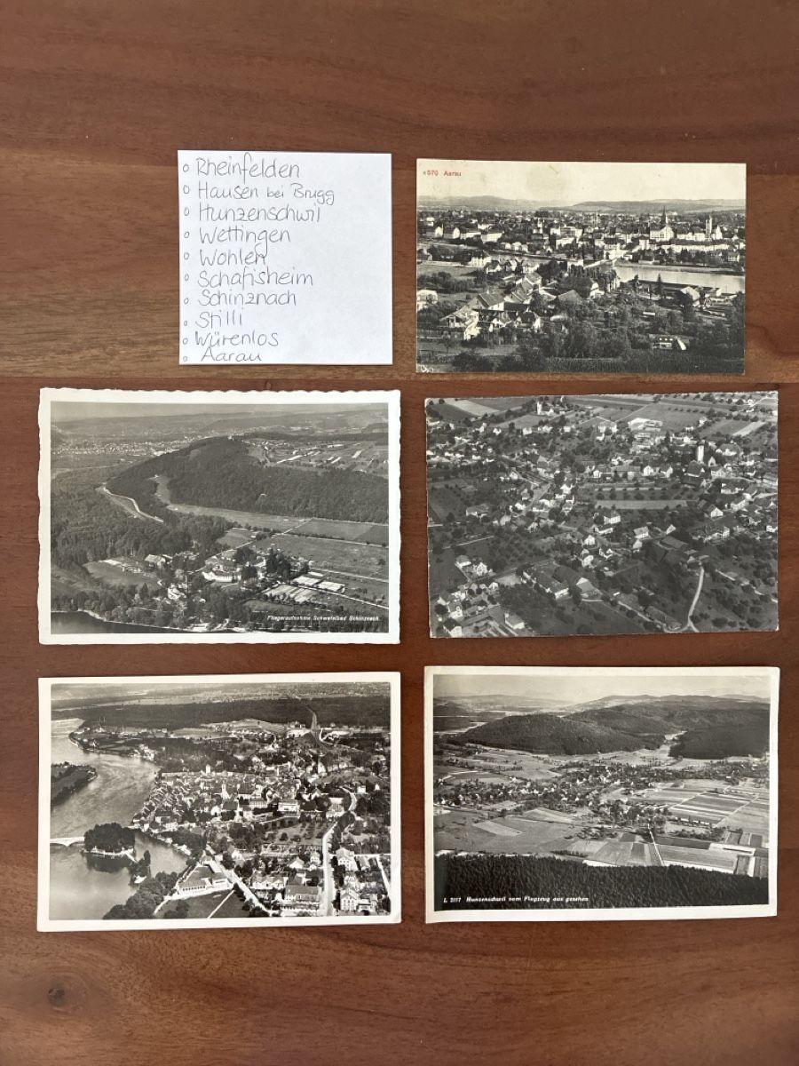 Cartoline postali: 10 Ansichtskarten Schweiz Flugaufnahmen vom Kanton Aargau  – Usato da Oftringen venduto da Cla.vD.74