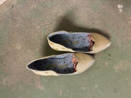 Damen Ballerinas Glitzer Gold Grösse 38