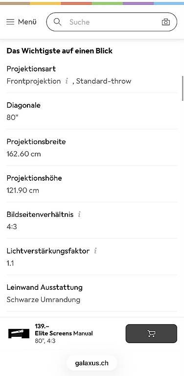 Home Cinema: Elite Screens Manual 80 – Usato da Kirchberg SG venduto da Alik7300 1