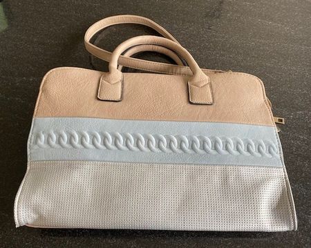 Damenhandtasche beige/hellblau - geräumig