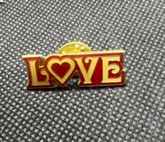 Anstecker LOVE Herz rot-goldfarben guter Zustand