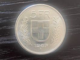 1 x 5 Franken Schweiz 1967 – zirkuliert