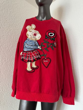 Vintage Damen Pulli Pullover Hasen Motiv  Gr M L