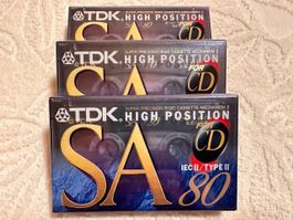 TDK SA80 High Position Kassetten, 3 Stk. - Neu & OVP
