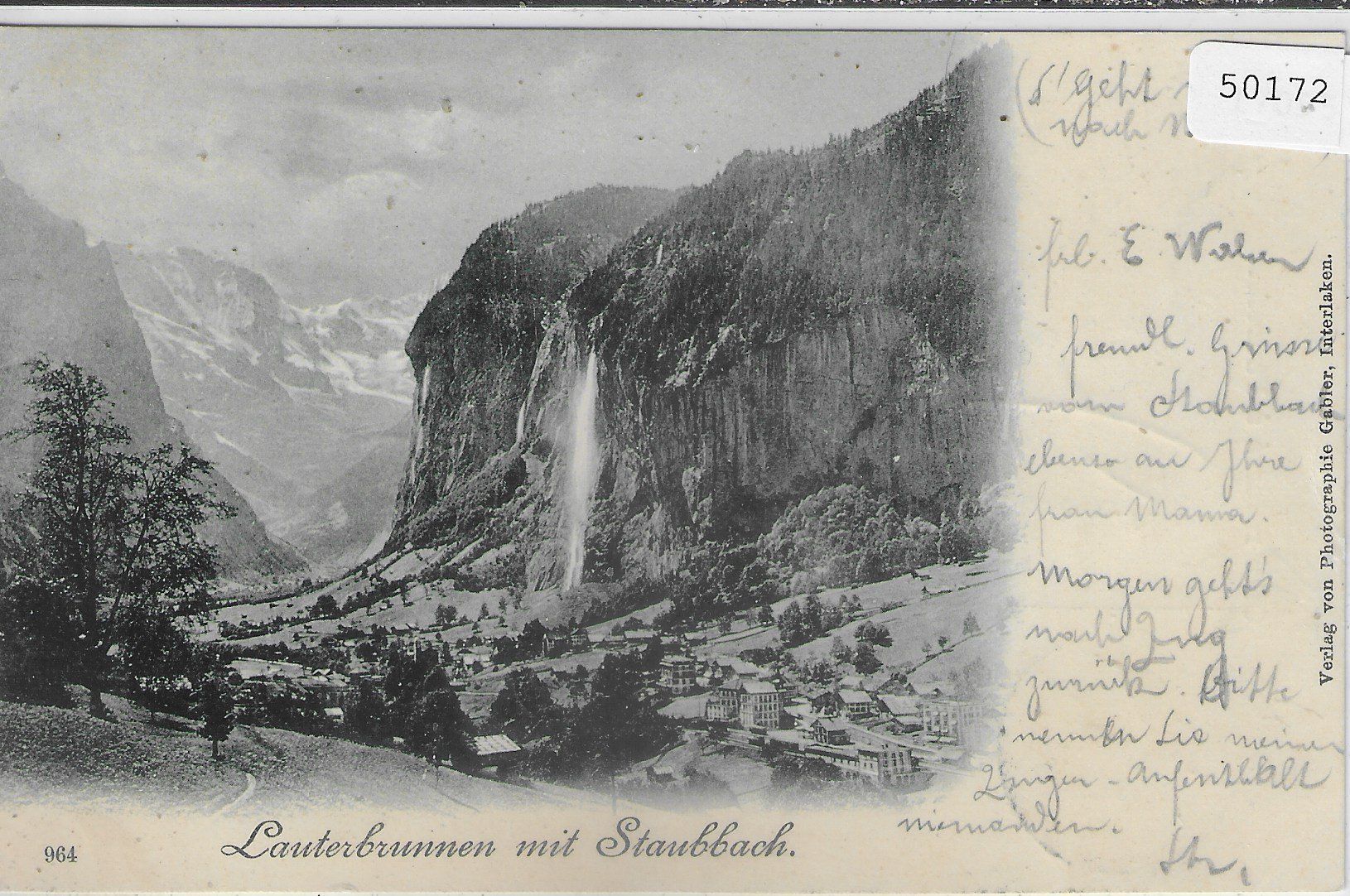 Cartoline postali: Lauerbrunnen mit Staubbach 1899 – Usato da Ettingen venduto da Kartenplanet