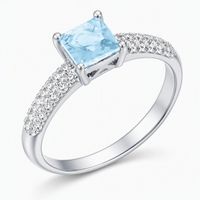 Solitärring aqua Silber 925 Zirkonias je Gr. 52&54&56&58&60