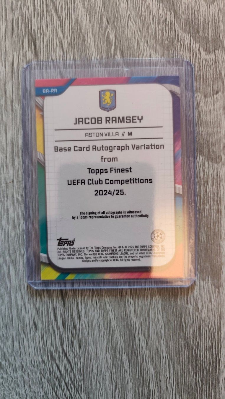 Topps Carte collezionabili: Topps Finest 24/25 Jacob Ramsey /75 mit Autogramm – Usato da St. Gallen venduto da RudyundFloydCards 1