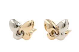 BULGARI Farfalle Ohrringe Clips 18K Weiss + Gelb Gold *S4533