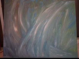 Abstraktes Bild 🌻, Leinwand, Blautöne  50x60