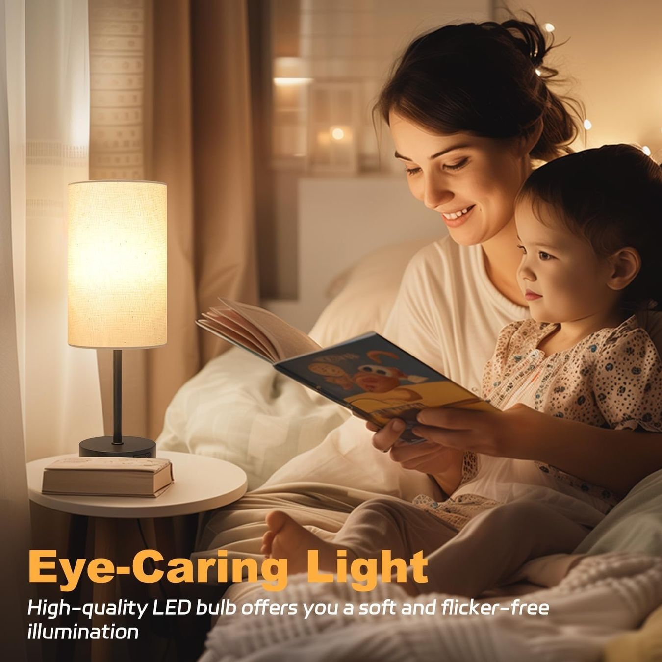 Lampade: Nachttischlampe Touch Dimmbar USB-A+C Leinen – Nuovo e nell'imballaggio originale da Nuglar venduto da SmartLiving24 5