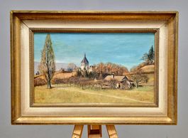 Antiquitä Ölgemälde ‘Schweizer Schloss’ von J. Guillet, 1921