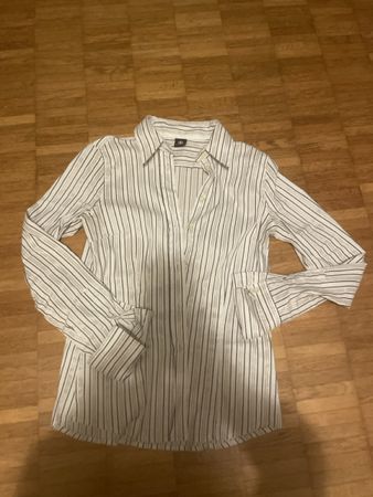 Bogner Jeans Blouse Striped White Grey Size 38