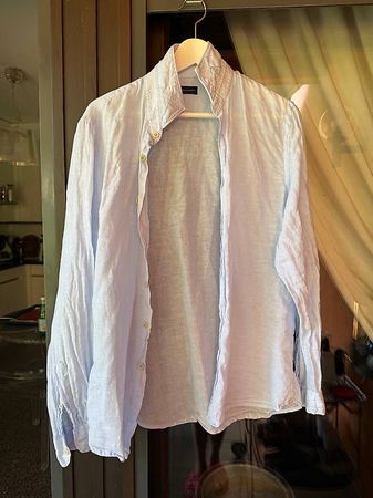 Camicia lino azzurra taglia L uomo 