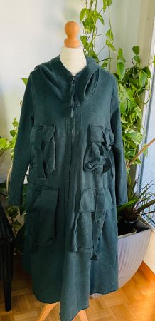 Sublime manteau GRIZAS Gr. S / M 100% coton bleu vert
