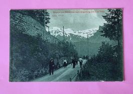 Strasse und Bahnlinie nach Engelberg - antike Ansichtskarte