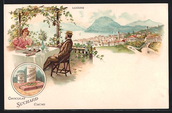 Ansichtskarten: Litho Lugano, Chocolat Suchard Cacao – Gebraucht aus Berlin von bartko-reher