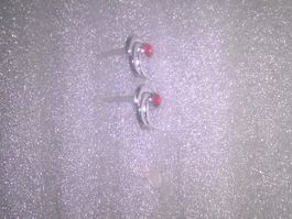 ohrringe modeschmuck mit rot kristall,,,glanzig
