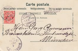 1898 Karte von Davos-Dorf Stabstempel nach München Ambulant