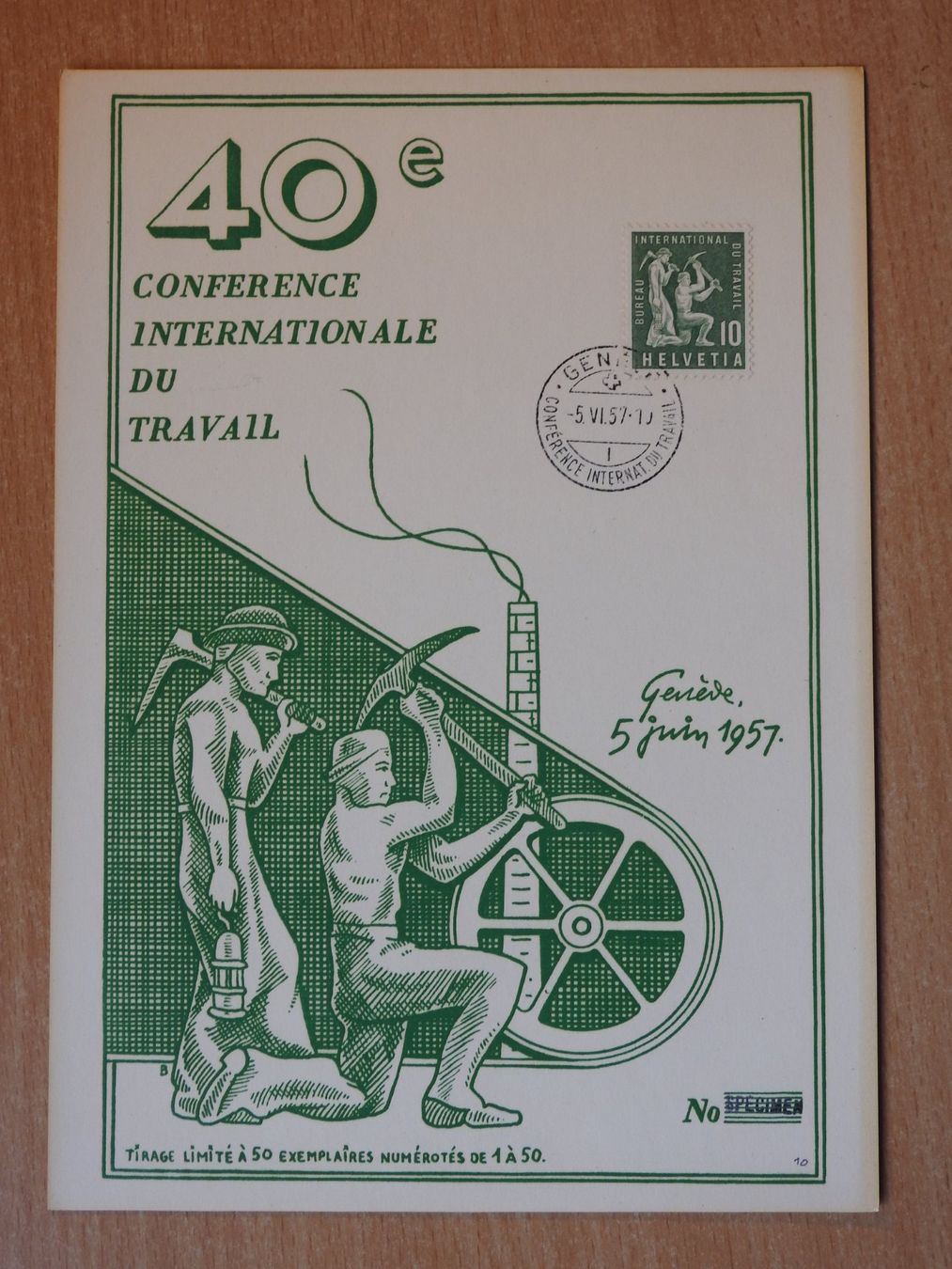 Alle Briefmarken: BIT Grosse Maximum Karte 1957 - SPECIMEN – Gebraucht aus Rain von Sterne13