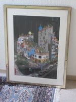 Hundertwasser  Kunstdruck "HUNDERTWASSERHAUS" m.Folienpräg.