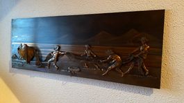 schönes 3D Bild aus Kupfer "Fischermänner + Boot"