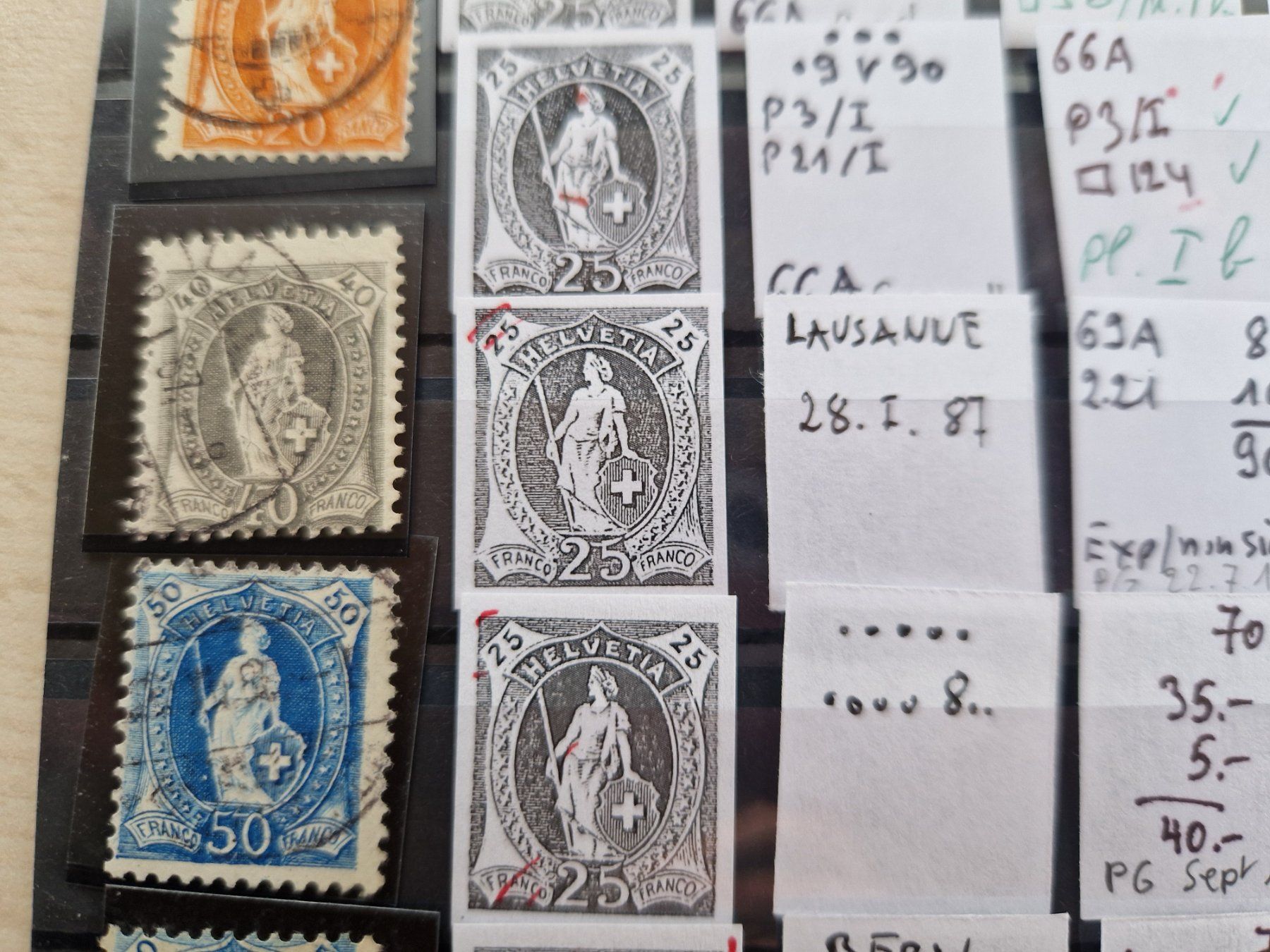Tous les timbres: Stehende, verschiedene Plattenfehler, ab 1.- – D'occasion à Burgdorf par Glossy01 2