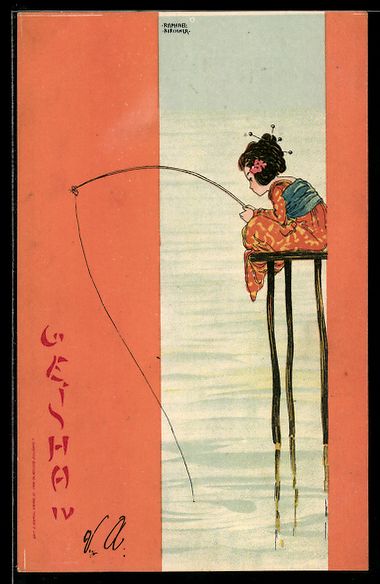 Cartoline postali: Künstler Raphael Kirchner: Geisha mit A – Usato da Berlin venduto da bartko-reher