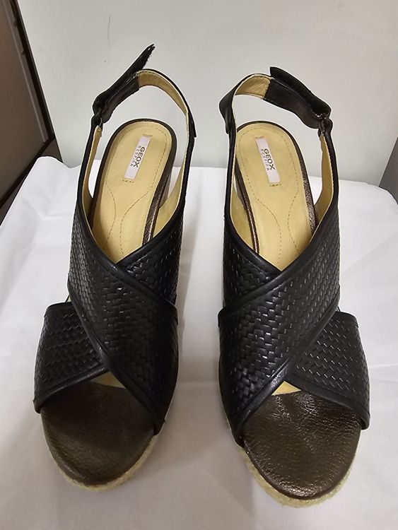 Escarpins Compensés Geox Respira En Cuir Noir – Doublure Cuir, Talon 6 Cm, Taille 39