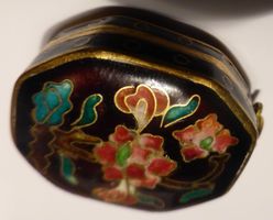 CLOISONNÉ DOSE,-ANTIK, SEHR SCHÖNE FARBEN !, HAND GEMACHT,--