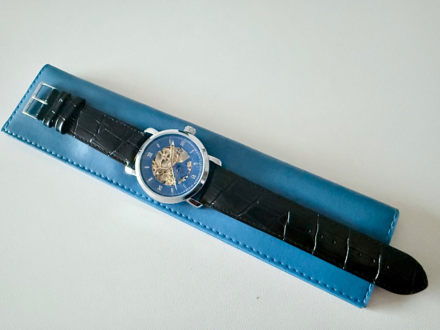 Orologi: ORKINA Automatic Skeleton 44mm - Blue dial - Black strap – Nuovo (secondo la descrizione) da Le Mont-sur-Lausanne venduto da LycaGallery 8