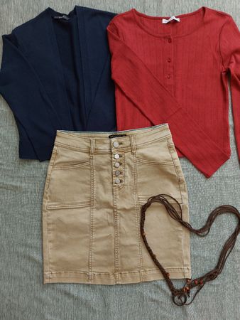 Strickjacke, Shirt & Rock, Gr. S