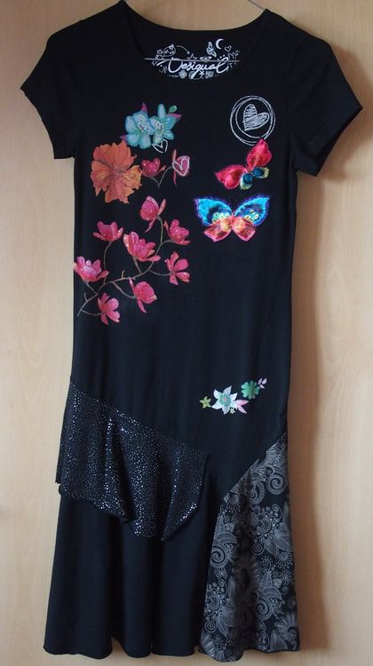 Robe Desigual Fille 11/12 Ans - Multicolore, Coton Léger, Manches Ballon, Parfaite Pour Le Printemps