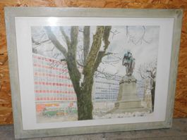 Kunst Zeichnung v Edwin Buchs signiert   Gemälde  71 x 63 cm