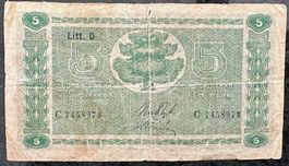 Finnland 5 Mark Geldschein, Jahrgang 1939