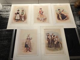 Original Schweizer Trachtenbilder, 5 Stk.