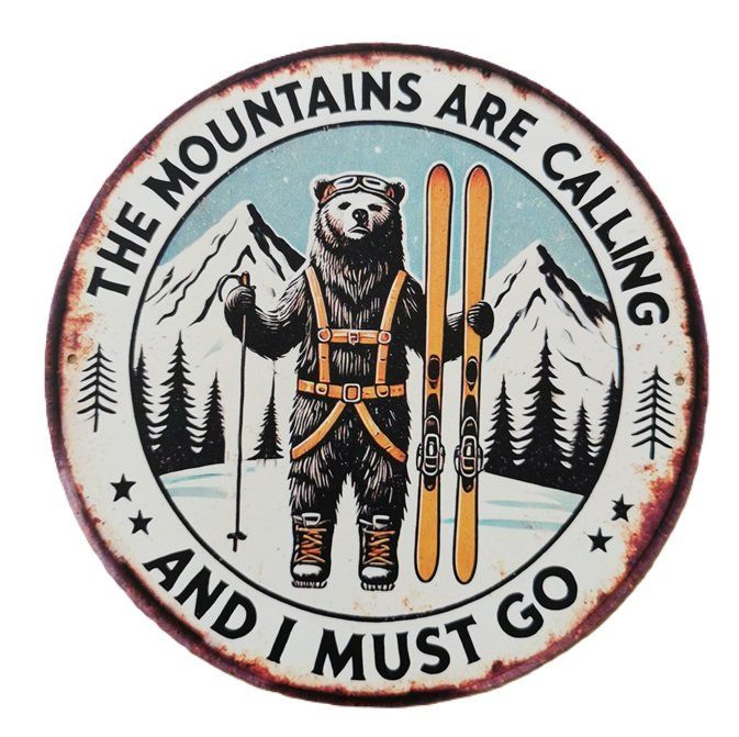Schilder: MOUNTAINS ARE CALLING  - Blechschild  (neu/OVP) – Neu und originalverpackt aus Wilen b. Wollerau von morethanmusic
