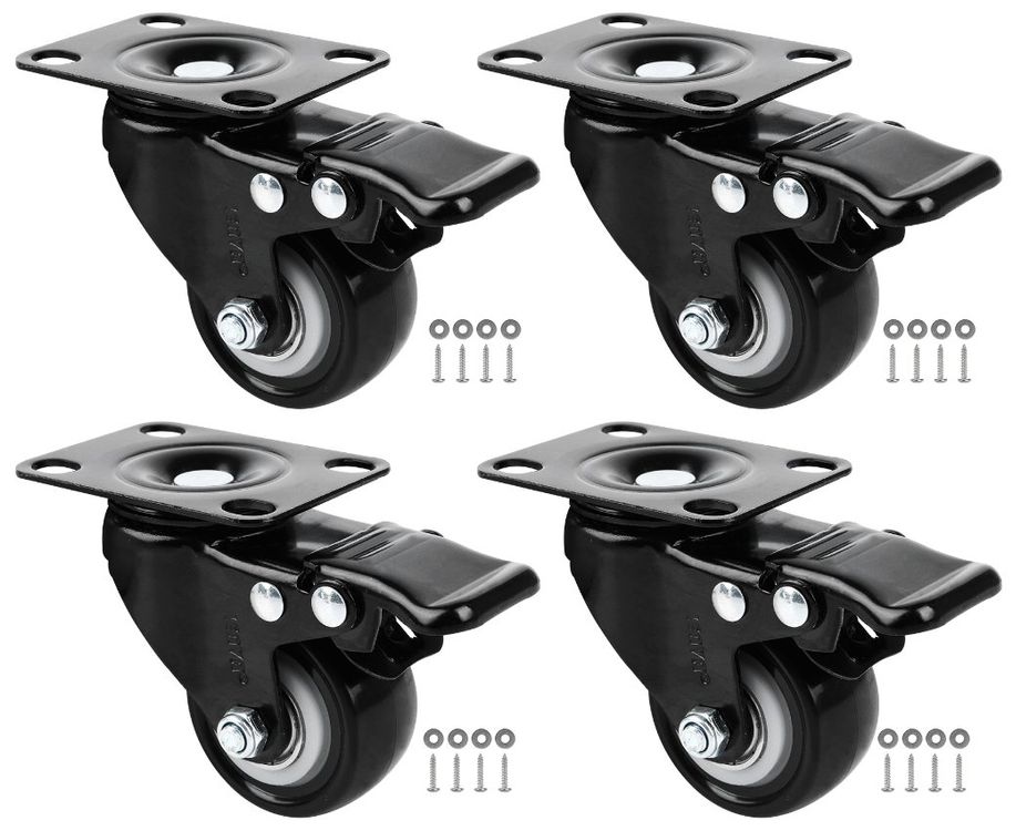 Produktbild von Cyclingcolors Möbelrollen 30 Mm – 4 Stück, Lenkbar, Tragkraft 30 Kg Pro Rolle, Gummirollen, Für Möbel, Geräte & Transport